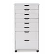 Linon Callie Eight Drawer Rolling Storage Cart in White Wash Wood