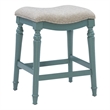 Linon Hayes Big & Tall 27&quot Padded Saddle Seat Counter Stool in Blue Rubberwood