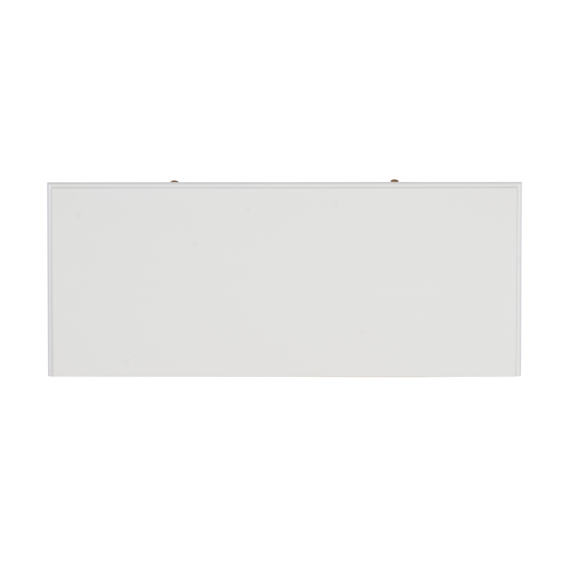 Linon Campaign Two Drawer Desk Gold Metal Criss Cross Legs Top in White Wood