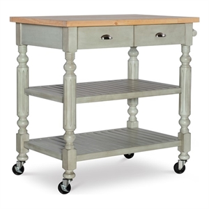 linon ridgeway wood kitchen cart in gray