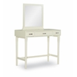 Linon Garbo Mirrored Vanity 3 Drawers Green Upholstered Stool in Cream Wood
