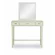 Linon Garbo Mirrored Vanity 3 Drawers Green Upholstered Stool in Cream Wood
