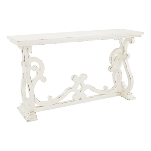 linon jenna distressed wood console in white