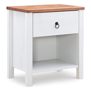 linon drew distressed wood nightstand in white