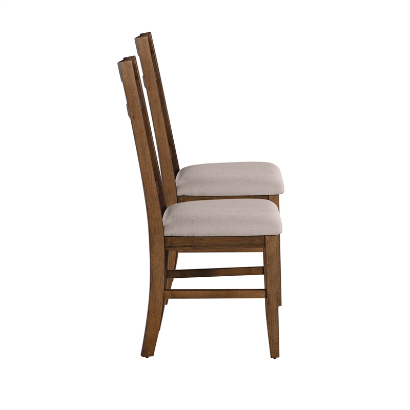 Linon Turino Set of 2 Upholstered Dining Side Chairs in Rustic Umber Wood