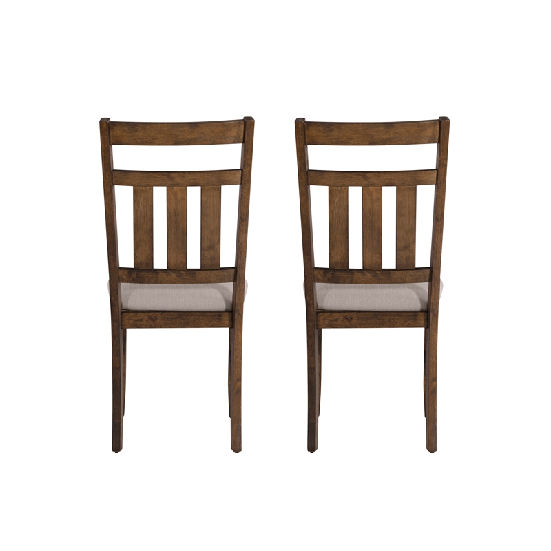 Linon Turino Set of 2 Upholstered Dining Side Chairs in Rustic Umber Wood