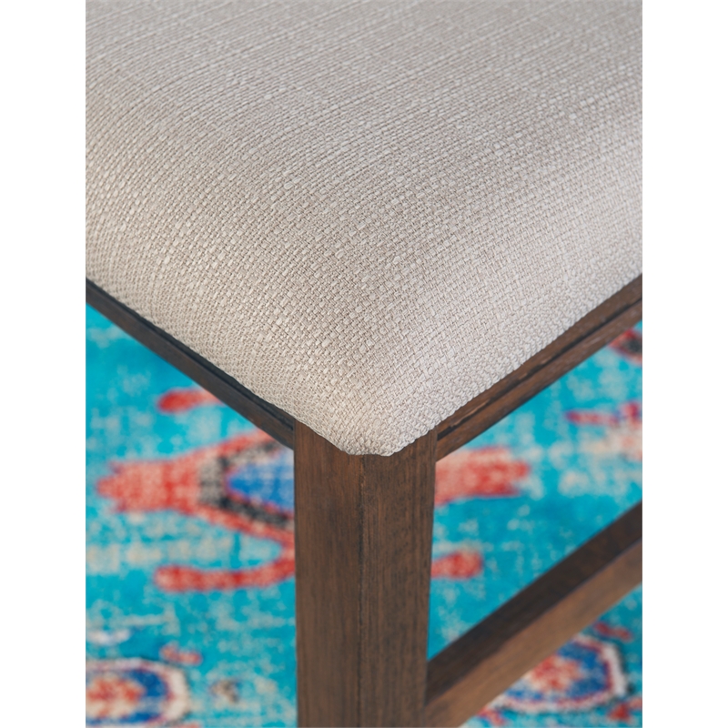 Linon Turino Set of 2 Upholstered Dining Side Chairs in Rustic Umber Wood