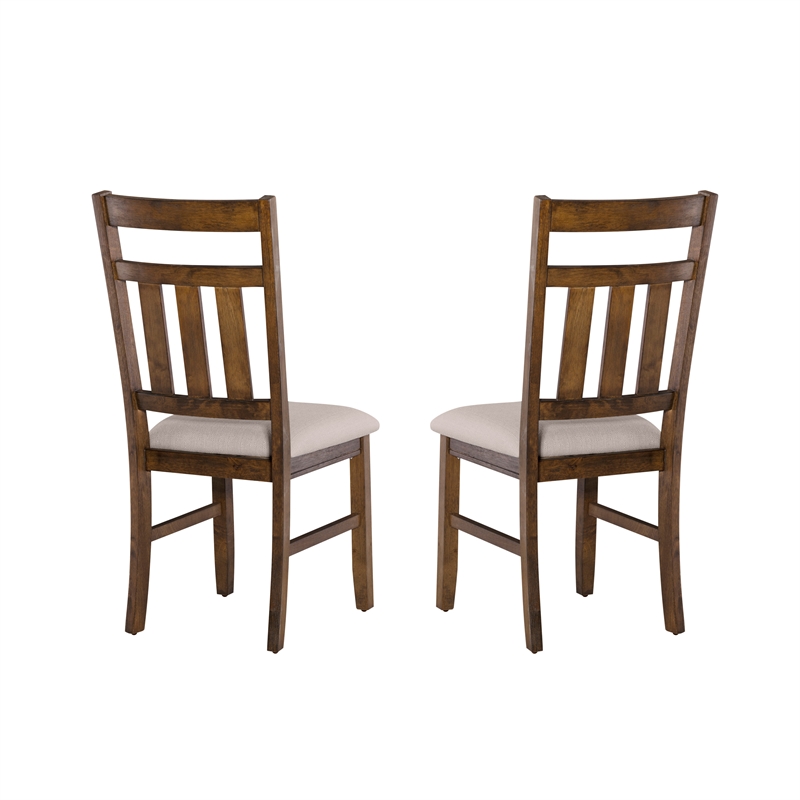 Linon Turino Set of 2 Upholstered Dining Side Chairs in Rustic Umber Wood