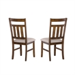 Linon Turino Set of 2 Upholstered Dining Side Chairs in Rustic Umber Wood