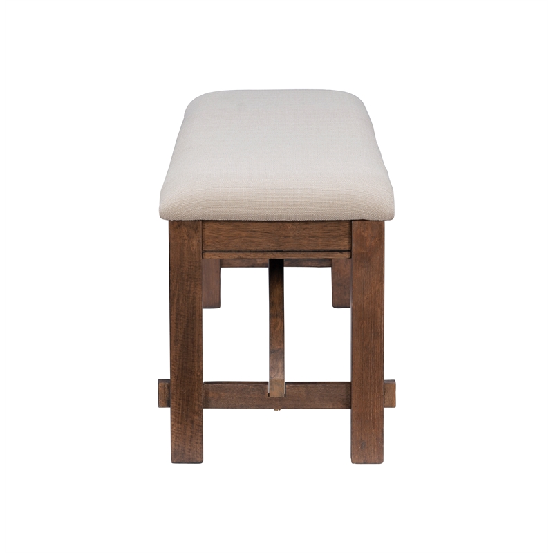 Linon Turino Tan Upholstered Bench in Rustic Umber Finished Rubberwood