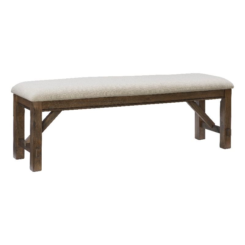 Linon Turino Tan Upholstered Bench in Rustic Umber Finished Rubberwood