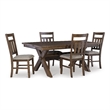 Linon Turino 5 Piece X-Frame Dining Set Padded Seats in Rustic Umber Wood