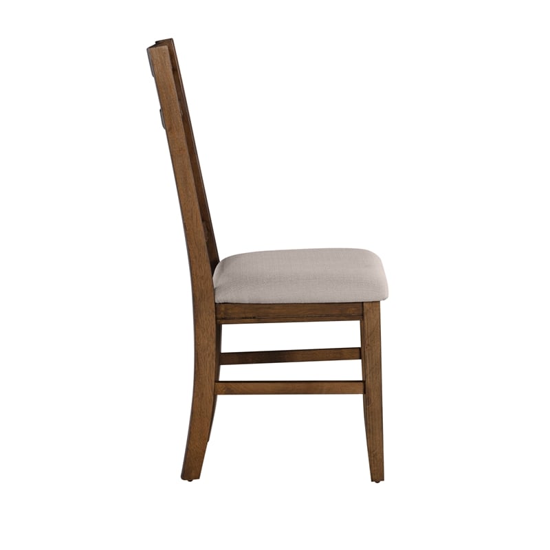 Linon Turino 7 Piece X-Frame Dining Set Padded Seats in Rustic Umber Wood