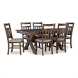 Linon Turino 7 Piece X-Frame Dining Set Padded Seats in Rustic Umber Wood