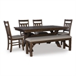 Linon Turino 6 Piece Dining Set X-Frame Padded Seats in Rustic Umber Wood