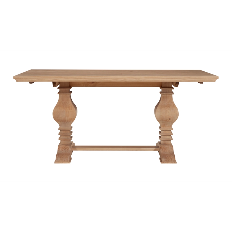 Linon Larson Pine Wood Double Pedestal Dining Table in Rustic Honey Brown