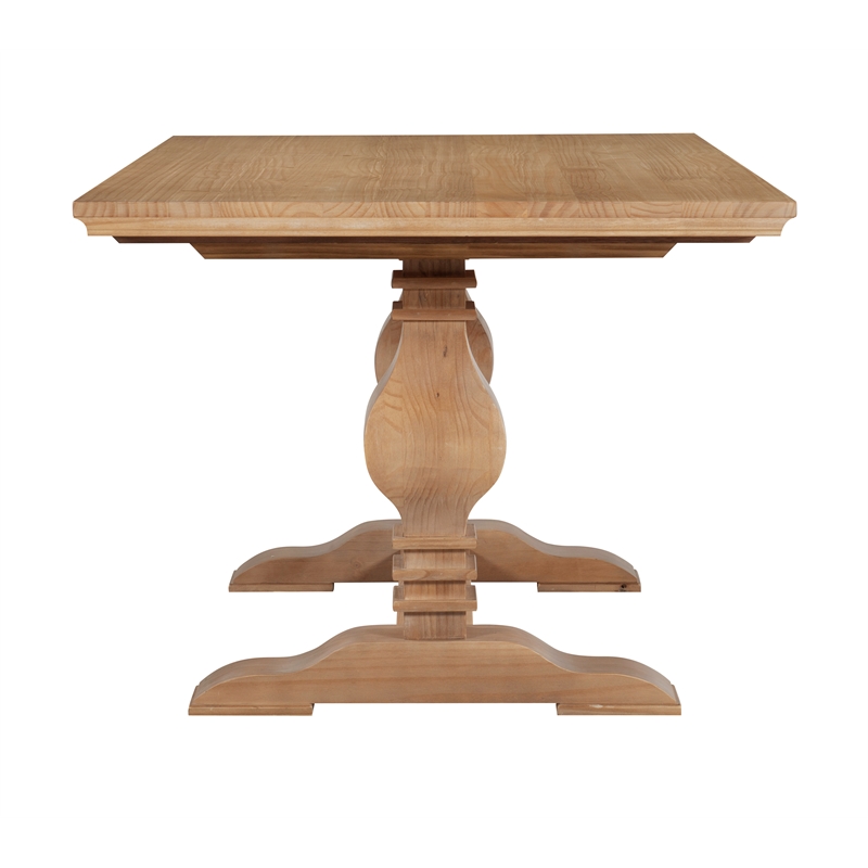 Linon Larson Pine Wood Double Pedestal Dining Table in Rustic Honey Brown