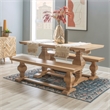 Linon Larson Pine Wood Double Pedestal Dining Table in Rustic Honey Brown