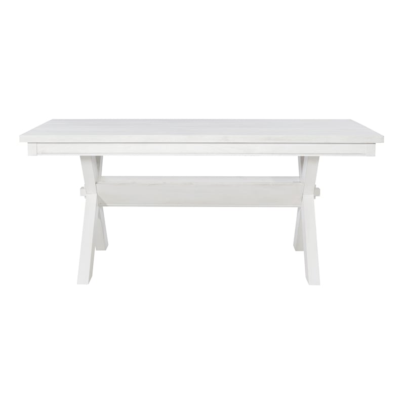 Linon Turino Sturdy Wood X-Base Trestle Dining Table in Smokey White Finish