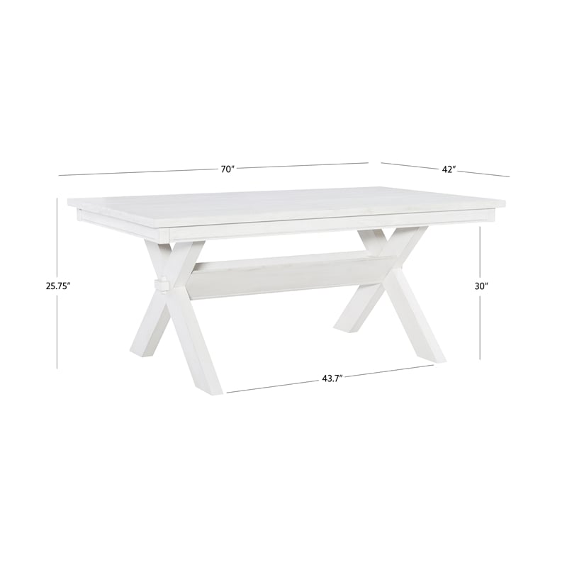 Linon Turino Sturdy Wood X-Base Trestle Dining Table in Smokey White Finish