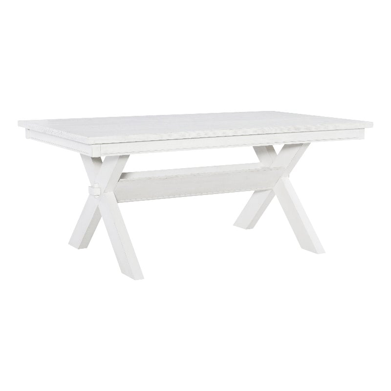 Linon Turino Sturdy Wood X-Base Trestle Dining Table in Smokey White Finish