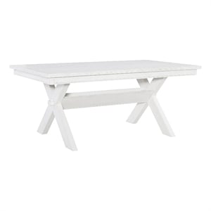 Linon Turino Sturdy Wood X-Base Trestle Dining Table in Smokey White Finish
