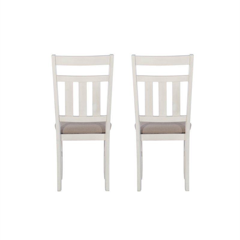 Linon Turino Set of 2 Upholstered Dining Side Chairs in Smokey White Wood