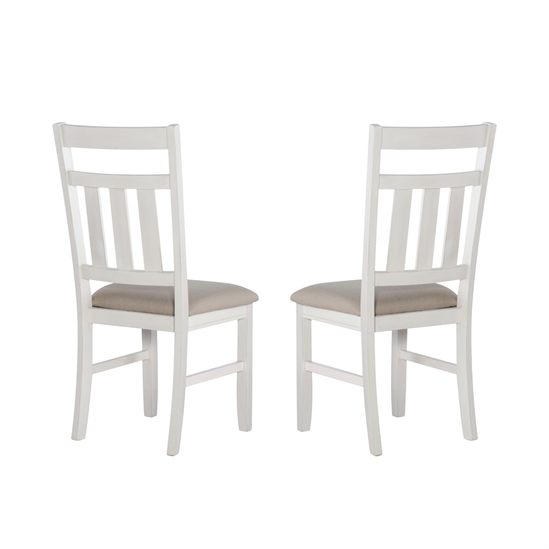Linon Turino Set of 2 Upholstered Dining Side Chairs in Smokey White Wood