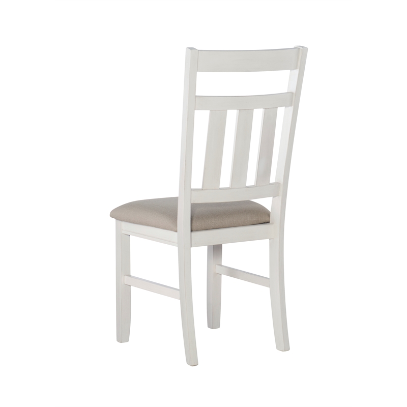 Linon Turino 5 Piece Wood Dining Set X-Frame Padded Seats in Smokey White Finish