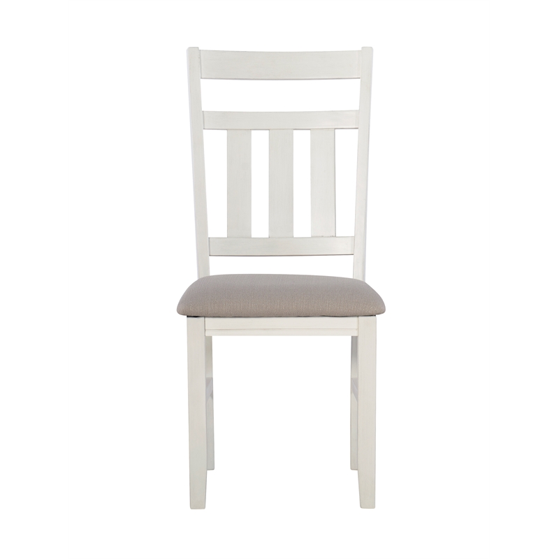 Linon Turino 5 Piece Wood Dining Set X-Frame Padded Seats in Smokey White Finish