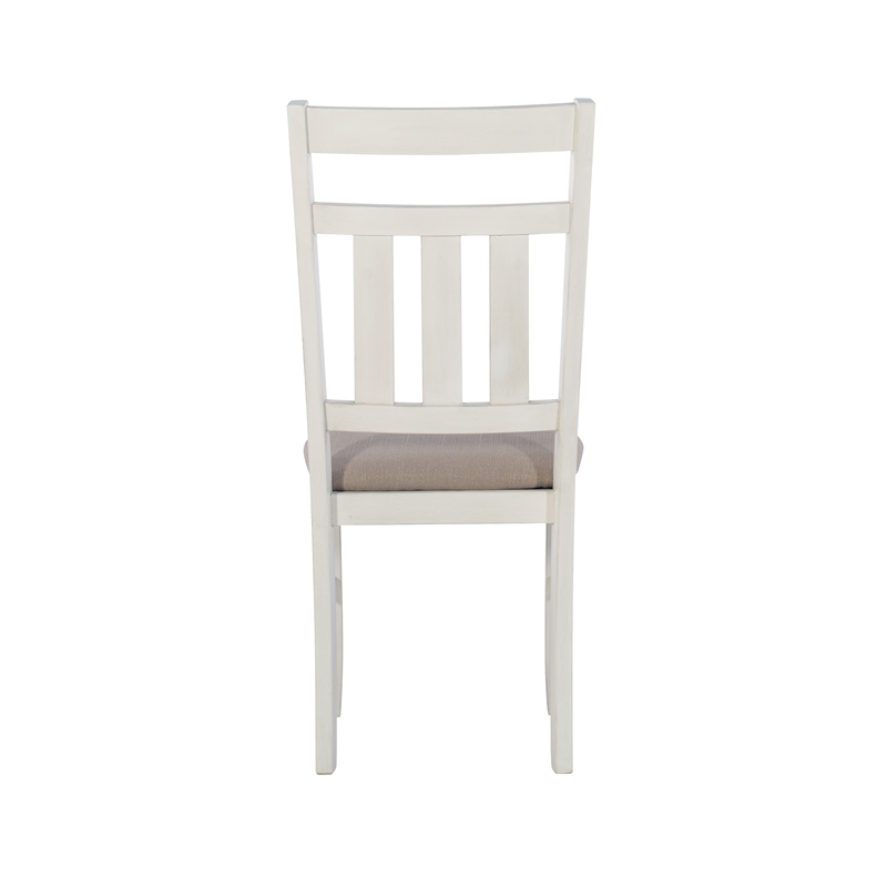 Linon Turino 7 Piece Wood Dining Set X-Frame Padded Seats in Distressed White