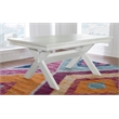 Linon Turino 7 Piece Wood Dining Set X-Frame Padded Seats in Distressed White