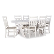Linon Turino 7 Piece Wood Dining Set X-Frame Padded Seats in Distressed White