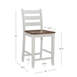 Linon Cain Wood 2 Tone Ladder Back Counter Stools Set of 2 in Light Gray Finish