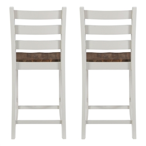 Linon Cain Wood 2 Tone Ladder Back Counter Stools Set of 2 in Light Gray Finish
