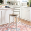 Linon Cain Wood 2 Tone Ladder Back Counter Stools Set of 2 in Light Gray Finish