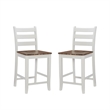 Linon Cain Wood 2 Tone Ladder Back Counter Stools Set of 2 in Light Gray Finish
