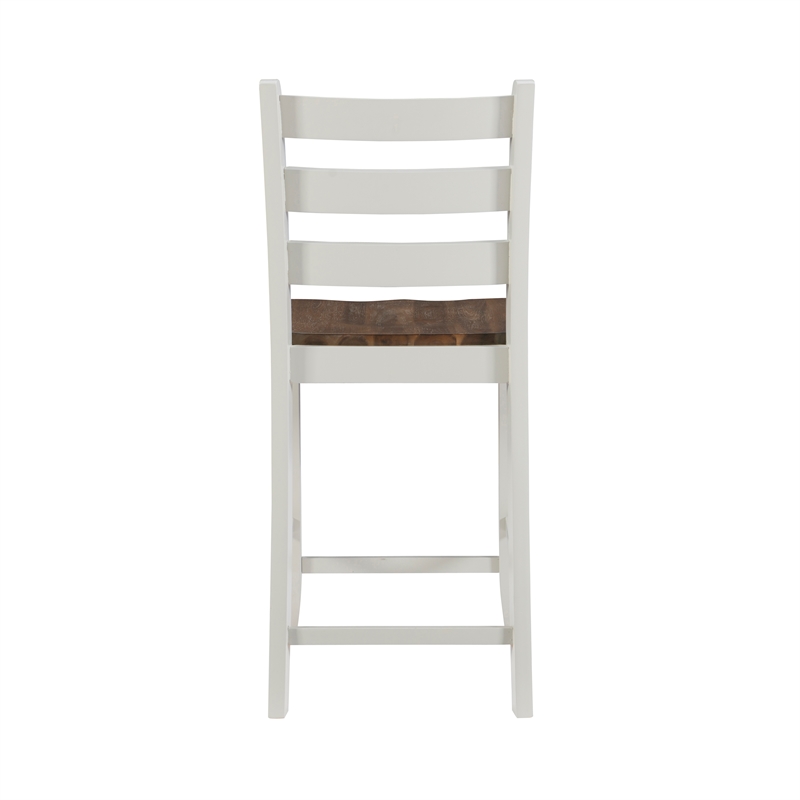 Linon Cain Wood 2 Tone Ladder Back Counter Stools Set of 2 in Light Gray Finish