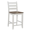 Linon Cain Wood 2 Tone Ladder Back Counter Stools Set of 2 in Light Gray Finish