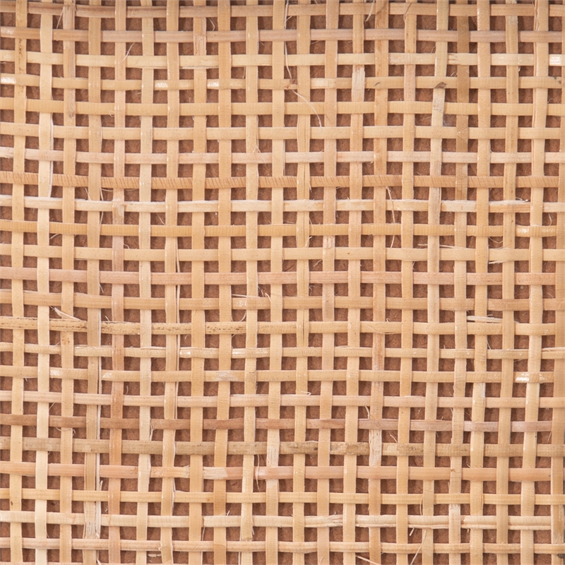 Linon Josie Wood 3 Drawer Cabinet Cane Detailing Gold Metal Base in Natural