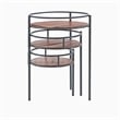 Linon Carter Three Tiered Iron and Wood Side Table/Plant Stand in Black/Natural