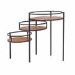 Linon Carter Three Tiered Iron and Wood Side Table/Plant Stand in Black/Natural