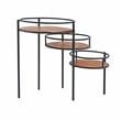 Linon Carter Three Tiered Iron and Wood Side Table/Plant Stand in Black/Natural