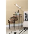 Linon Carter Three Tiered Iron and Wood Side Table/Plant Stand in Black/Natural