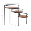 Linon Carter Three Tiered Iron and Wood Side Table/Plant Stand in Black/Natural