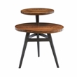 Linon Carter Two Tiered Side Table Circular Wood Tops Iron Legs in Gunmetal Gray