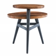 Linon Carter Two Tiered Side Table Circular Wood Tops Iron Legs in Gunmetal Gray