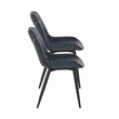 Linon Mabry Faux Leather Upholstered Set of Two Dining Chairs Steel Legs in Blue
