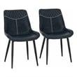 Linon Mabry Faux Leather Upholstered Set of Two Dining Chairs Steel Legs in Blue