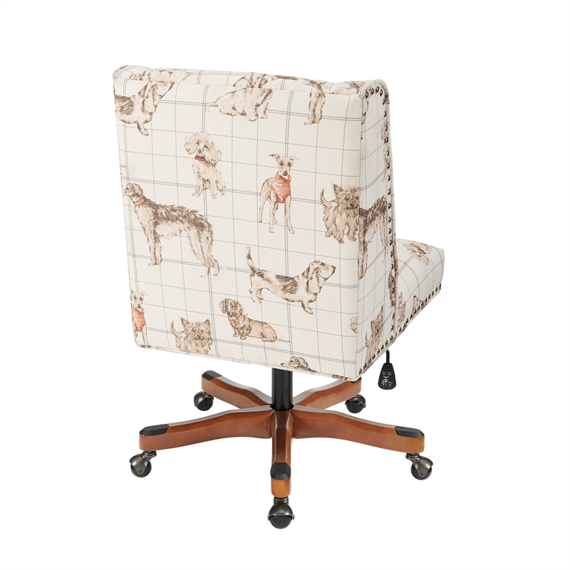 Linon Draper Dog Wood Upholstered Office Chair in Beige